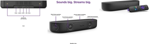 Purchase Roku Streambar, 4K/HD/HDR Streaming Media Player & Premium Audio, All In One, Includes Roku Voice Remote, Released 2020 on Amazon.com