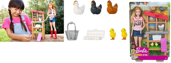 Purchase Barbie Chicken Farmer Doll, Red-Haired, and Playset with Henhouse and Accessories on Amazon.com