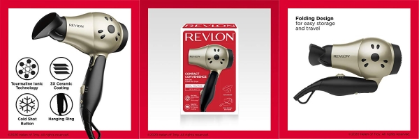 Purchase Revlon 1875W Compact+ Folding Handle Travel Hair Dryer on Amazon.com