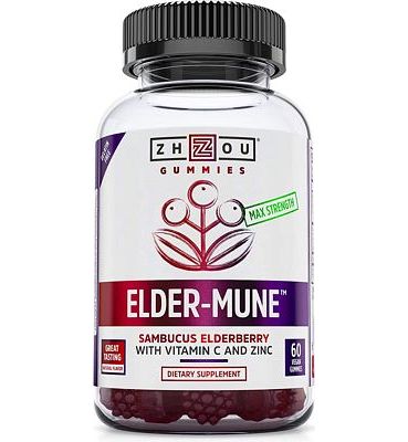 Purchase Zhou Elder-Mune Sambucus Elderberry Gummies, Antioxidant Flavonoids, Immune Support, Zinc & Vitamin C Supplement, 30 Servings, 60 Gummies at Amazon.com