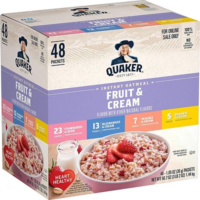 Purchase Quaker Instant Oatmeal, Fruit and Cream 4 Flavor Variety Pack, Individual Packets, 48 Count at Amazon.com