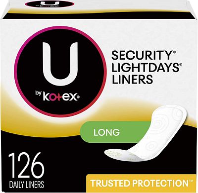Purchase U by Kotex Lightdays Panty Liners, Long, Unscented, 126 Count at Amazon.com