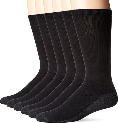 Purchase Hanes Men's ComfortBlend Max Cushion Crew Socks 6-Pack, Black Shoe Size: 6-12 at Amazon.com