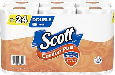 Purchase Scott ComfortPlus Toilet Paper, 12 Double Rolls (Equivalent to 24 Regular Rolls) at Amazon.com