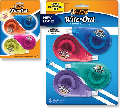 Purchase BIC Clean Wite-Out Brand EZ Correct Correction Tape, 4-Count at Amazon.com