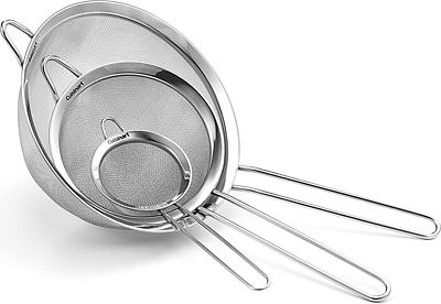 Purchase Cuisinart Set of 3 Fine Mesh Stainless Steel Strainers at Amazon.com