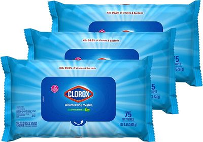 Purchase Clorox Disinfecting Wipes, Bleach Free Cleaning Wipes, Fresh Scent, Moisture Seal Lid, 75 Wipes, Pack of 3 at Amazon.com