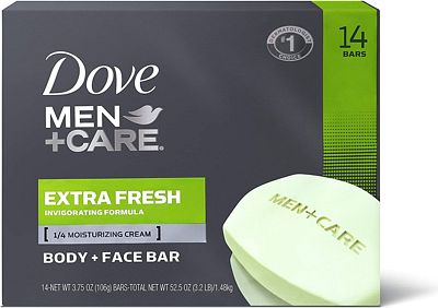Purchase Dove Men+Care 3 in 1 Bar for Body, Face, and Shaving to Clean and Hydrate Skin Extra Fresh Body, (14 Count of 3.75 oz Bars) 52.5 oz at Amazon.com