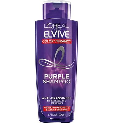 Purchase L'Oreal Paris Elvive Color Vibrancy Anti-Brassiness Purple Shampoo for Color Treated Hair, neutralizes Yellow & Orange Tones, Highlighted Brunette, Blonde & Grey Hair, 6.7 Fl. Oz at Amazon.com