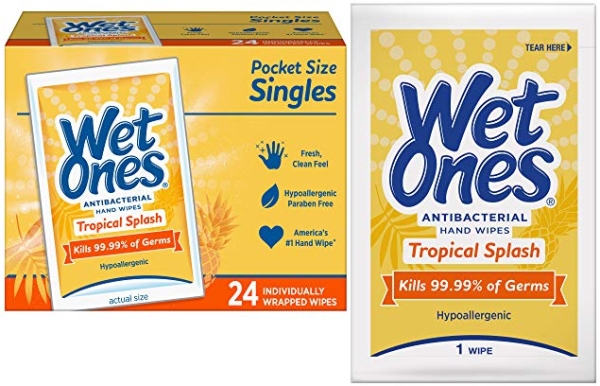 Purchase Wet Ones Antibacterial Hand & Face wipes, Citrus Scent Singles, 24 Count, Pack Of 6 on Amazon.com