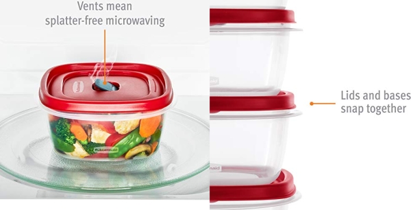 Purchase Rubbermaid Easy Find Vented Lids Food Storage Containers, Set of 30 (60 Pieces Total), Racer Red on Amazon.com