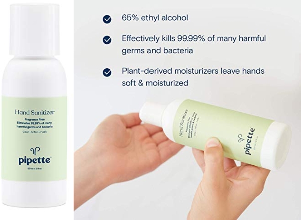 Purchase Pipette Hand Sanitizer No Rinse Plant-Derived with 100% Squalane, Travel Size 2oz, 12-pack on Amazon.com