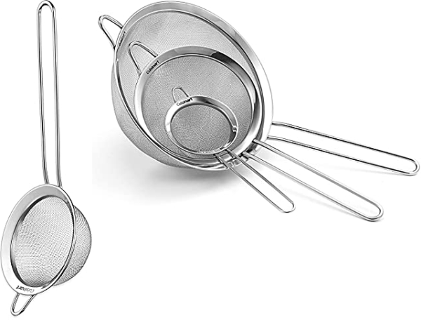 Purchase Cuisinart Set of 3 Fine Mesh Stainless Steel Strainers on Amazon.com