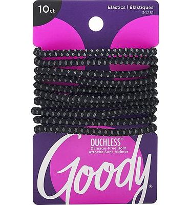 Purchase GOODY Hair SlideProof Hair Tie Elastics, 4mm, Black, 10 Count at Amazon.com