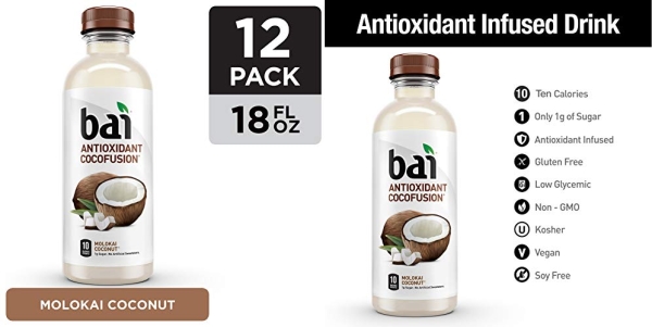 Purchase Bai Coconut Flavored Water, Molokai Coconut, Antioxidant Infused Drinks, 18 Fluid Ounce Bottles, 12 count on Amazon.com