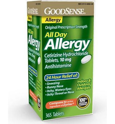 Purchase GoodSense All Day Allergy, Cetirizine Hydrochloride Tablets, 10 mg, Antihistamine, 365 Count at Amazon.com