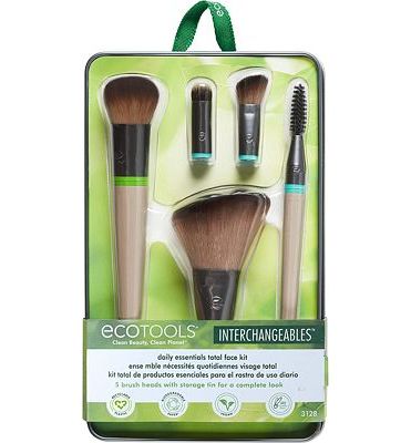Purchase EcoTools Daily Essentials Face Kit Interchangeables Makeup Brush Set with 5 Brushes, 2 Handles, and Storage Tin at Amazon.com