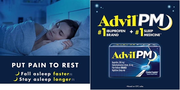 Purchase Advil PM Pain Reliever/Nighttime Sleep Aid Coated Caplet, 200mg Ibuprofen - 50 Packs on Amazon.com
