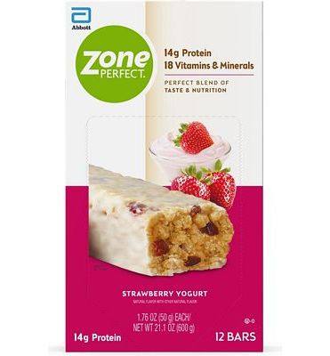 Purchase Zone PERFECT Protein Bars, Strawberry Yogurt, 14g of Protein, Nutrition Bars with Vitamins & Minerals, Great Taste Guaranteed, 36 Bars at Amazon.com