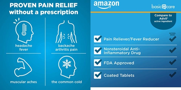 Purchase Amazon Basic Care Ibuprofen Tablets 200 mg, Pain Reliever/Fever Reducer (NSAID), 500 Count on Amazon.com