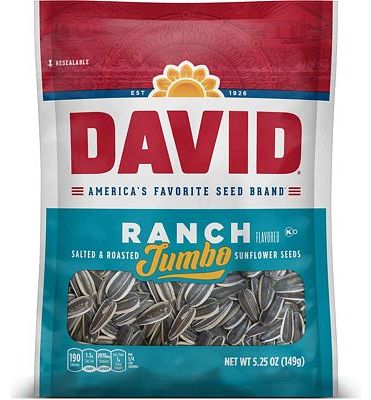 Purchase DAVID SEEDS Roasted and Salted Ranch Jumbo Sunflower Seeds, 5.25 oz at Amazon.com