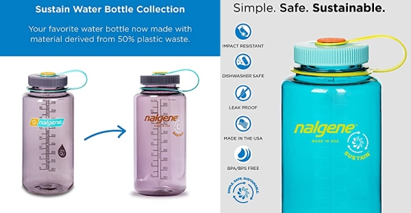 Purchase Nalgene Sustain Tritan BPA-Free Water Bottle Made with Material Derived from 50% Plastic Waste, 32 OZ, Wide Mouth on Amazon.com