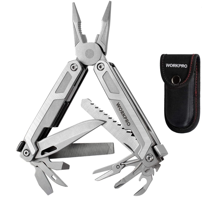 Purchase WORKPRO Multitool Knife, 15-in-1 Multitool Pliers, Heavy Duty Multitool with Safety Lock and Sheath, for Camping, Fishing and Hiking at Amazon.com