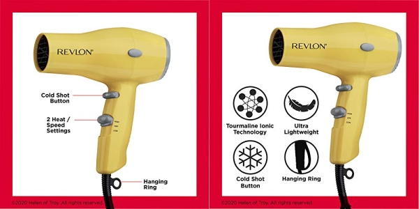 Purchase Revlon 1875W Lightweight + Compact Travel Hair Dryer, Yellow on Amazon.com