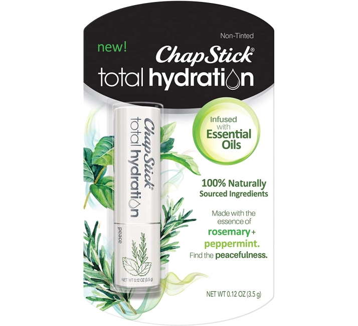 Purchase ChapStick Total Hydration Essential Oils Peace Lip Balm, Rosemary + Peppermint Lip Balm Tube, Lip Care - 0.12 Oz at Amazon.com