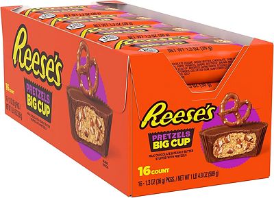 Purchase REESE'S BIG CUPS with Pretzels Milk Chocolate Peanut Butter Cups Candy, Bulk, 1.3 oz Pack (16 Count) at Amazon.com