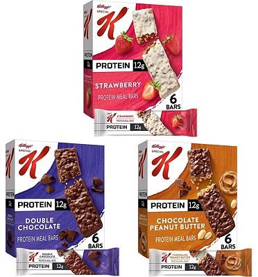 Purchase Kellogg's Special K Protein Bars, 3 Flavor Variety Pack, Strawberry, Double Chocolate, and Chocolate Peanut Butter, Office or School Snacks, Meal Replacement (18 Bars) at Amazon.com