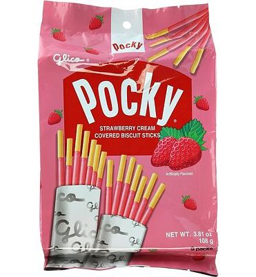Purchase Glico Pocky, Strawberry Cream Covered Biscuit Sticks (9 Individual Bags), 3.81 oz at Amazon.com