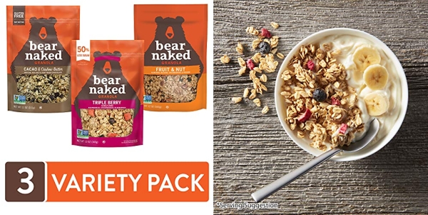 Purchase Bear Naked Granola Cereal, Vegetarian Breakfast Snacks, Bulk Pantry Staples, Variety Pack, 35oz Case (3 Bags) on Amazon.com