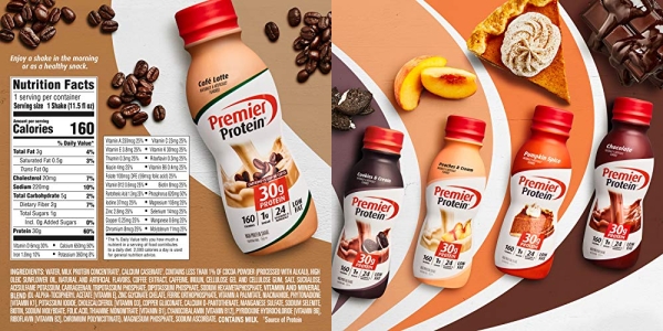 Purchase Premier Protein Shake, Cafe Latte, 30g Protein, 1g Sugar, 24 Vitamins & Minerals, Nutrients to Support Immune Health 11.5 fl oz, 12 Pack on Amazon.com