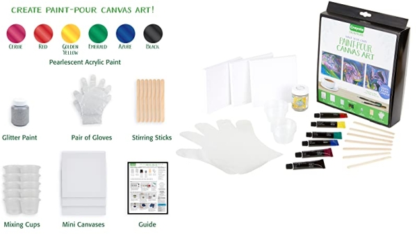 Purchase Crayola Siganture Paint-Pour Canvas Art Painting Kit, Marbleizing Mini Canvas, 29 Piece on Amazon.com