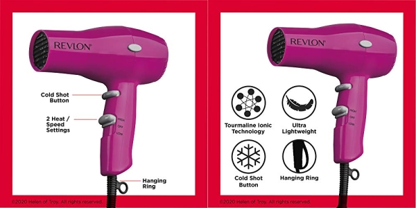 Purchase Revlon 1875W Lightweight + Compact Travel Hair Dryer, Pink on Amazon.com