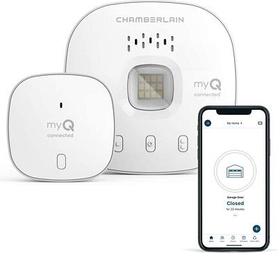 Purchase myQ Chamberlain Smart Garage Control - Wireless Garage Hub and Sensor with Wifi & Bluetooth - Smartphone Controlled at Amazon.com