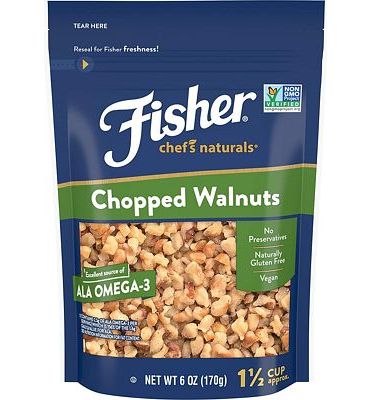 Purchase Fisher Chopped Walnuts, 6 Ounces, California Grown Walnuts, Unsalted, Naturally Gluten Free, No Preservatives, Non-GMO at Amazon.com