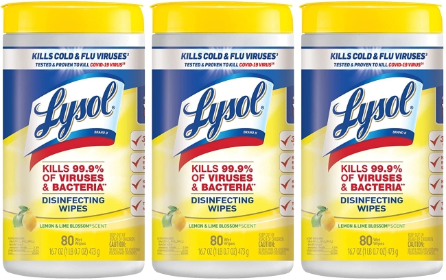 Purchase Lysol Disinfectant Wipes, Multi-Surface Antibacterial Cleaning Wipes, For Disinfecting and Cleaning, Lemon and Lime Blossom, 240 Count (Pack of 3) at Amazon.com