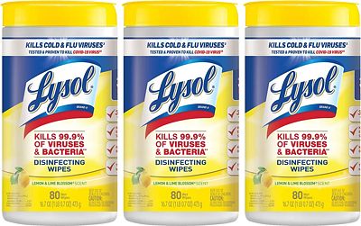 Purchase Lysol Disinfectant Wipes, Multi-Surface Antibacterial Cleaning Wipes, 240 Count (Pack of 3) at Amazon.com