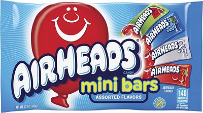 Purchase Airheads Candy Variety Bag, Individually Wrapped Assorted Fruit Mini Bars, Party, Non Melting, 12 Ounces at Amazon.com
