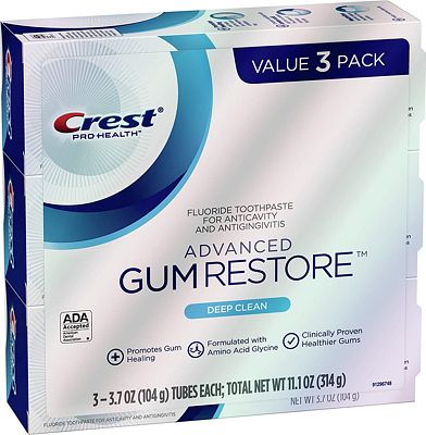 Purchase Crest Pro-Health Advanced Gum Restore Toothpaste, Deep Clean 3.7 Oz (Pack of 3) at Amazon.com