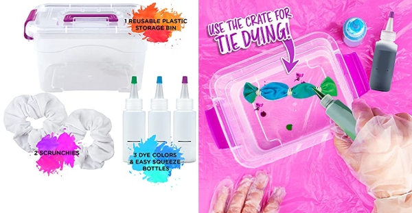 Purchase Fashion Angels Tie Dye Kit - Neon Tie Dye Hair Accessories Kit, Non Toxic Dyes, Complete Set with Scrunchies, Headband, Gloves, Elastic Bands, and Storage Bin on Amazon.com