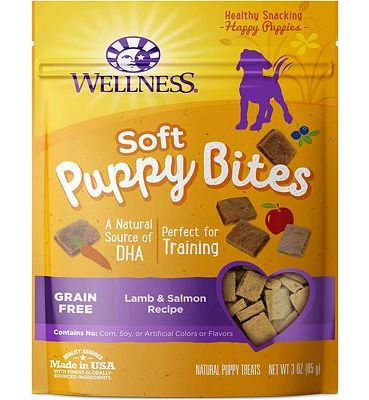 Purchase Wellness Soft Puppy Bites Natural Grain Free Puppy Training Treats, Lamb & Salmon, 3-Ounce Bag at Amazon.com