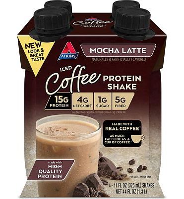 Purchase Atkins Mocha Latte Protein-Rich Shake. With High-Quality Protein. Keto-Friendly and Gluten Free. (4 Shakes) at Amazon.com