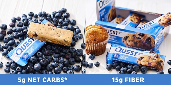 Purchase Quest Nutrition Blueberry Muffin Protein Bar, High Protein, Low Carb, Gluten Free, Keto Friendly, 12 Count on Amazon.com