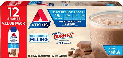 Purchase Atkins Gluten Free Protein-Rich Shake, Milk Chocolate Delight, Keto Friendly (Pack of 12), 11 Fl Oz at Amazon.com