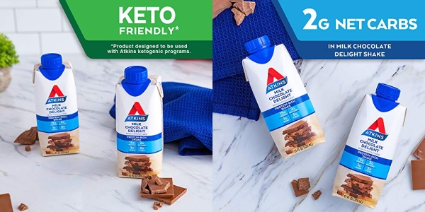 Purchase Atkins Gluten Free Protein-Rich Shake, Milk Chocolate Delight, Keto Friendly (Pack of 12), 11 Fl Oz on Amazon.com