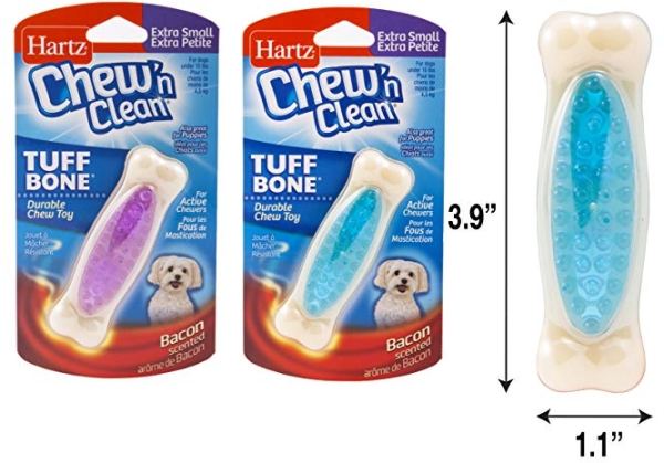 Purchase Hartz Chew n Clean Tuff Bone Dog Chew Toy, Bacon Scented Chew Toy for Tough Chewers on Amazon.com