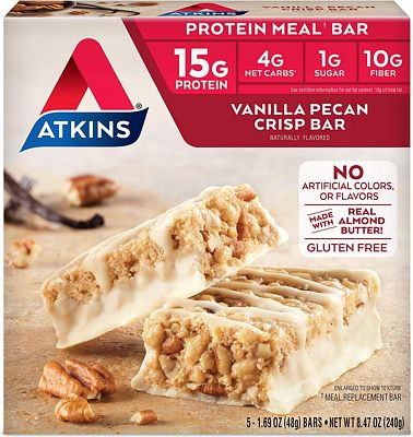 Purchase Atkins Protein Meal Bar, Vanilla Pecan Crisp, Keto Friendly, 5 Count at Amazon.com